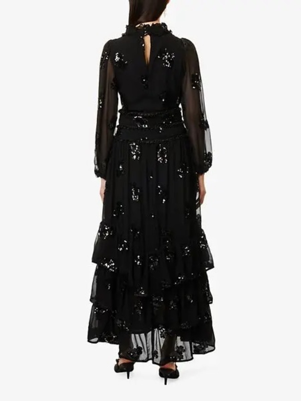 RARE DREAM SISTER JANE Gala Sequin Flower Black Tie MAXI Evening Event DRESS XS - Picture 6 of 8